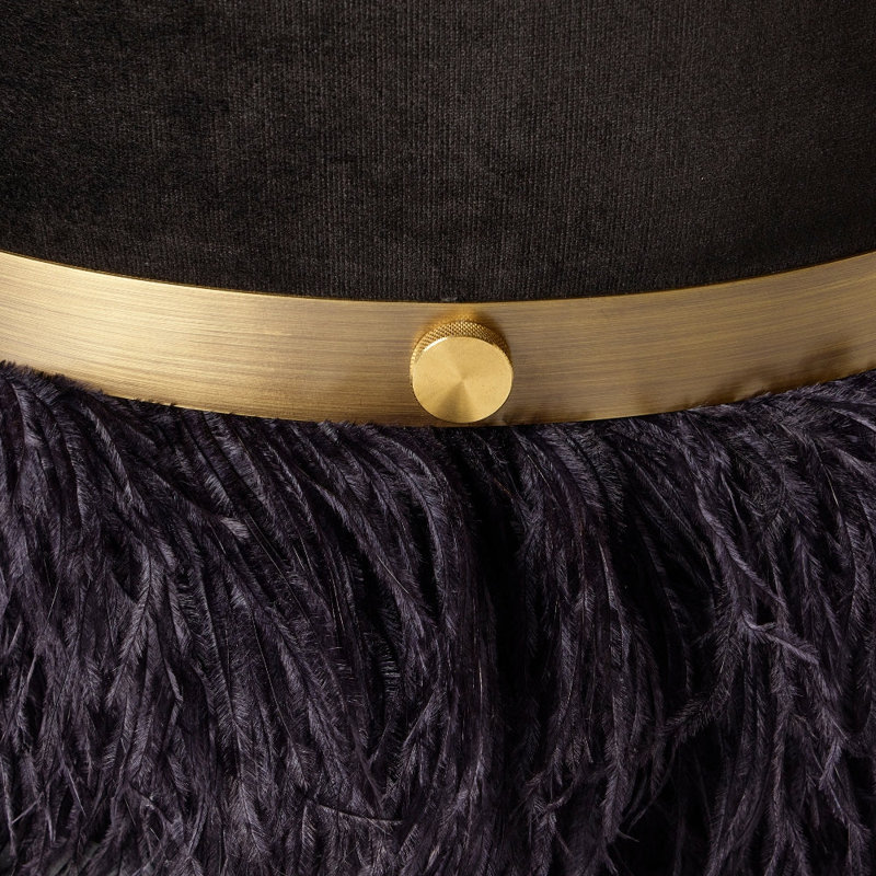Ostrich Fluff Pouf, Black