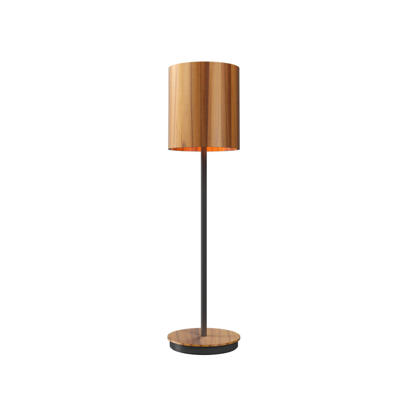 Cylindrical Buffet Table Lamp, 23.62" H x 6.3" W x 6.3" D, Teak