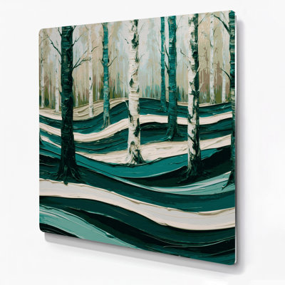 Art mural horizontal horizontal rayé vert forêt en métal brun crème