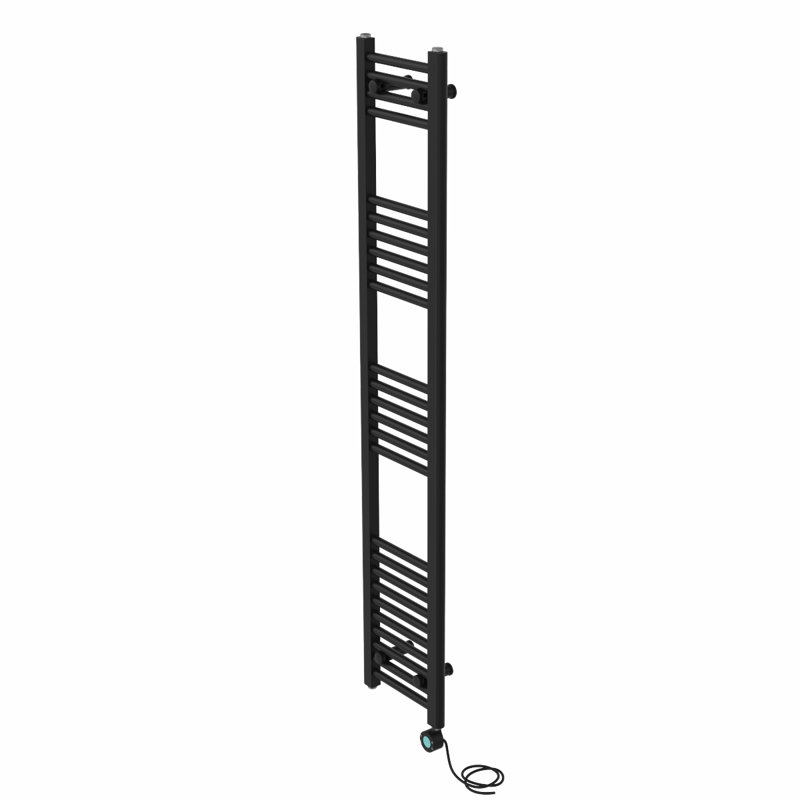 Fabiola Straight Towel Rail Heated Towel Rails, 160cm H x 30cm W x 3cm D, Black