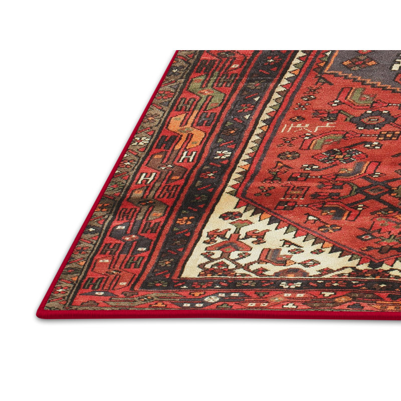 Tapis traditionnel rouge / beige, Rectangle 8 pi x 10 pi