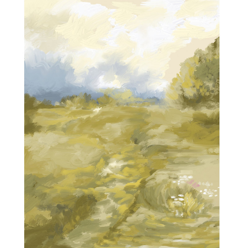 Golden Meadow Path by Josie George — Landscape Wall Art, 16 × 24, Framed Print, White