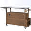 Chariot de cuisine pour l'extérieur 54,33 "avec plateau en acier inoxydable, roulettes verrouillables, tablettes réglables et rangement multifonctionnel-128745464