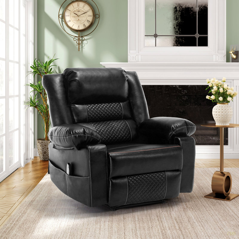 Fauteuil inclinable de massage en cuir respirant, Noir