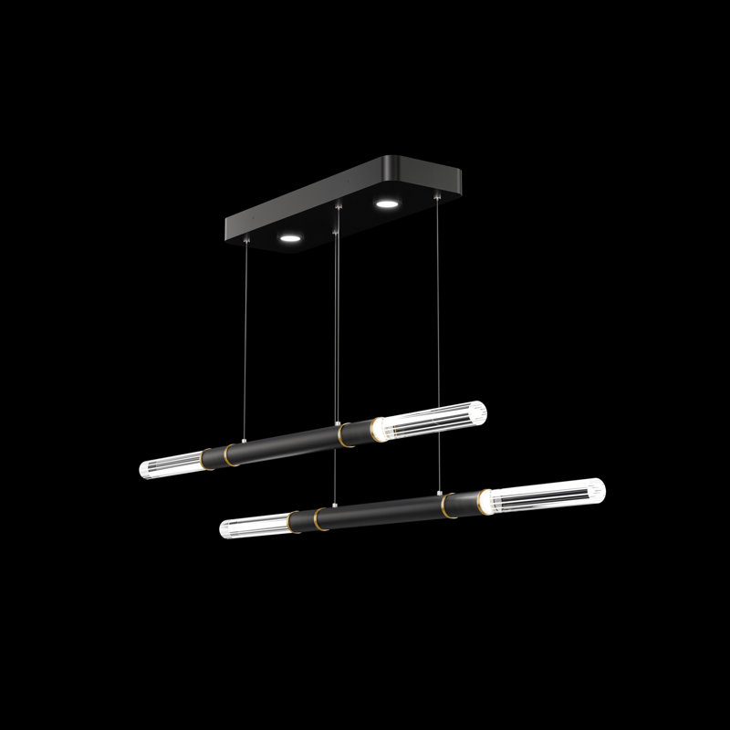 Antonia 71"W Linear Pendant, Brass/Black