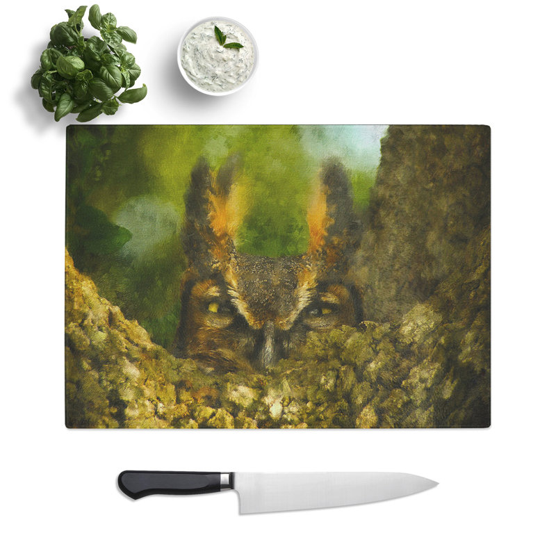 Great Horned Owl Vol.3 Chopping Board, 0.4cm H x 28.5cm W x 39cm L