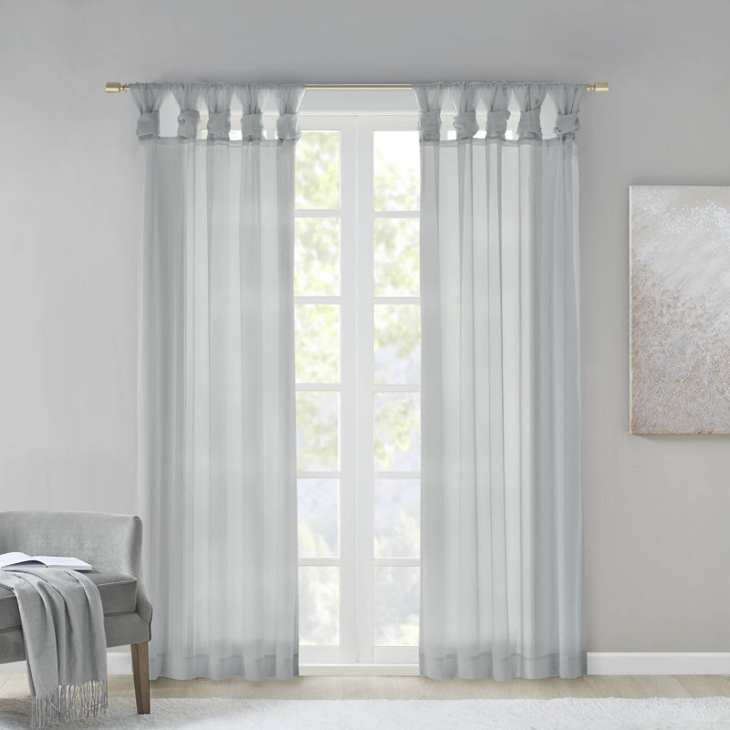 Paire de rideaux transparents Baisden Lester , Gris clair, L 50 po x L 95 po