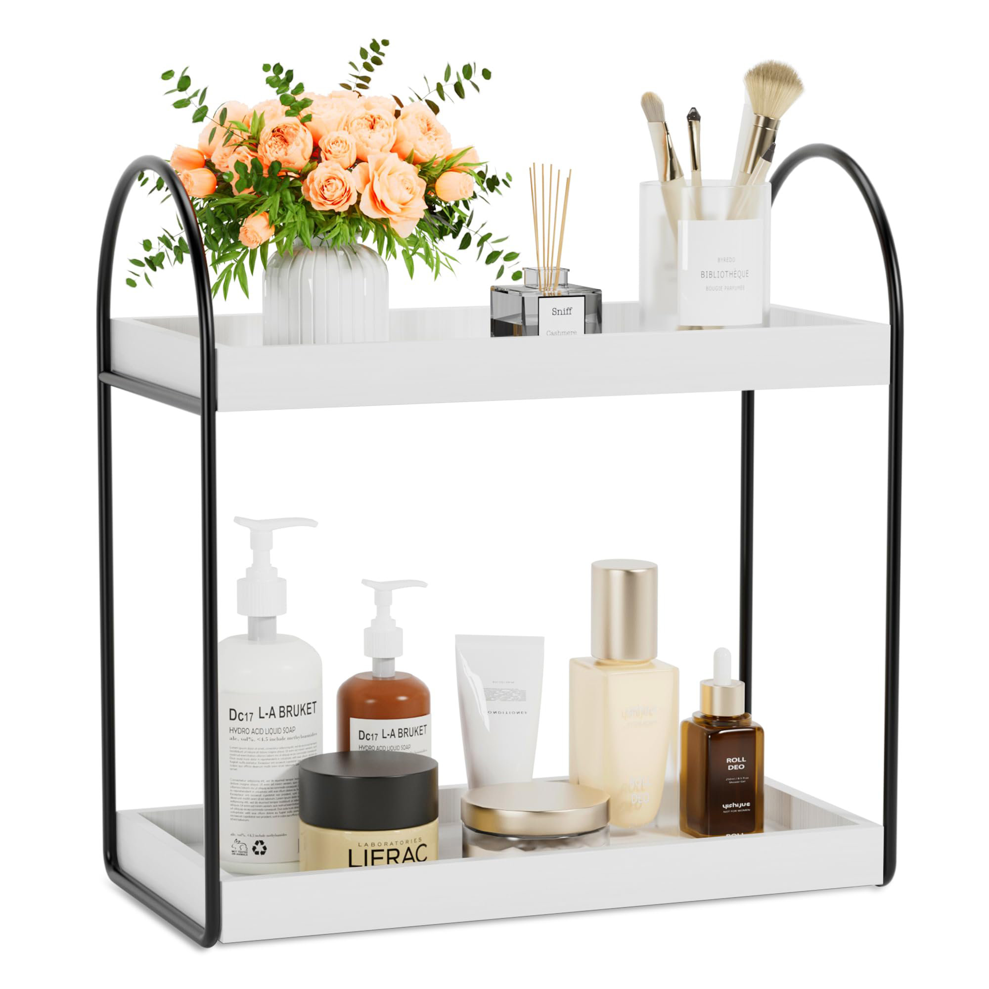 Latitude Run® Bathroom Organizer Countertop, 2-Tier Simple Design ...