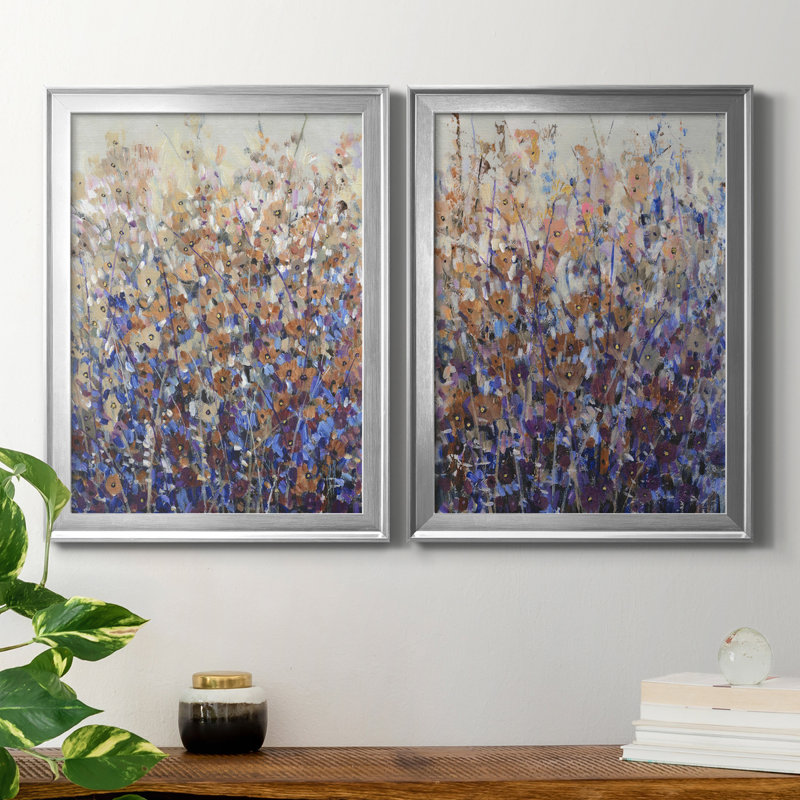 Fall Wildflowers I - Ensemble de 2 peintures sur toile encadrées, H 24,5 po x l 18,5 po x P 1 po, Argent