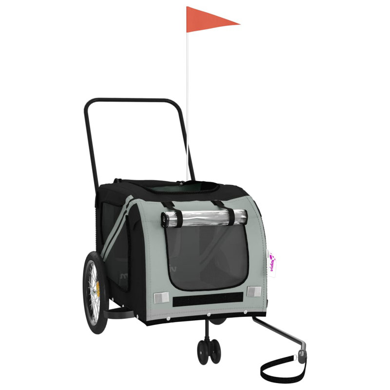 Gray and Black Oxford Fabric Pet Bike Trailer