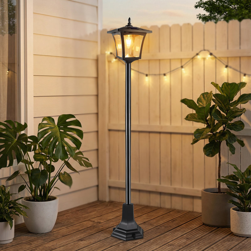 Greatsun Outdoor Solar Lamp Post, 44.4 Inch Dusk to Dawn Solar Post Light, Waterproof Outdoor Floor Lamp, Warm White Lighting, Perfect for Patio, Yard, Garden & Courtyard Decoration