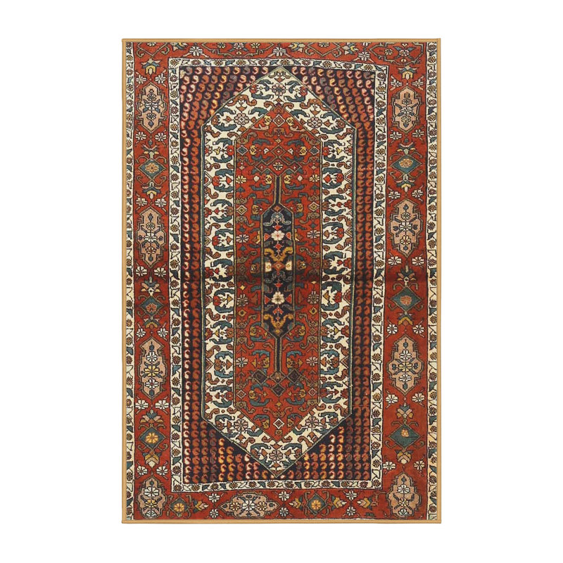 Tapis rouge/vert traditionnel, Rectangle 2 pi x 5 pi