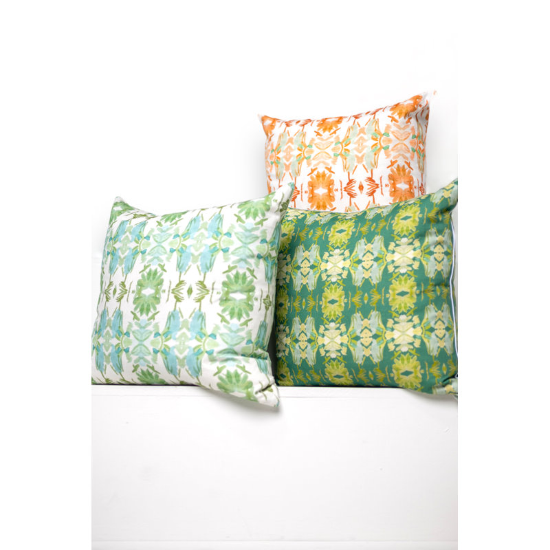 Wildflowers I Small Repeat Luxury Throw Pillow, 22"H x 22"W, Dark Green Floral