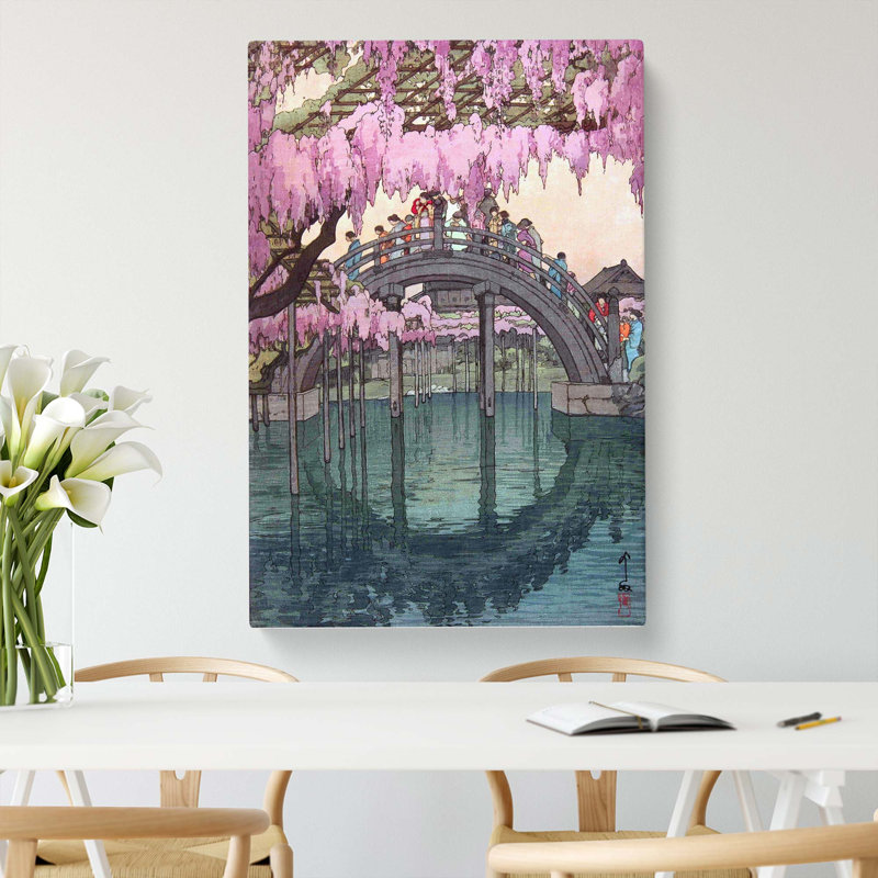 Drum Bridge At Kameido Shrine by Louis Renard - Wrapped Canvas Painting, 76cm H x 50cm W x 3cm D