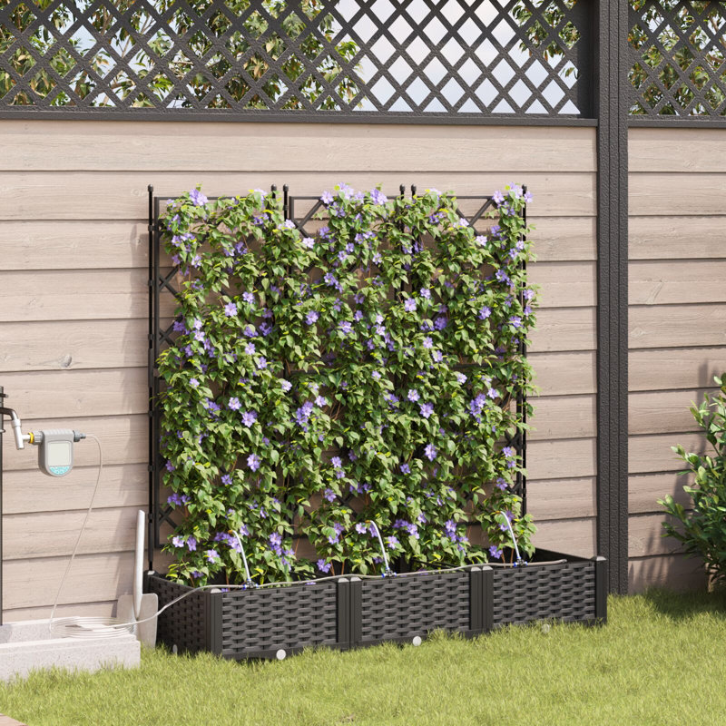 Garden Planter Plastic Resin Planters, 126cm H x120cm W x 40cm D, Black