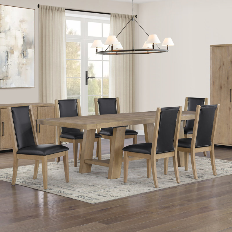 Beltran Extendable Dining Table Set, 7 Pieces: Table, 6 Chairs