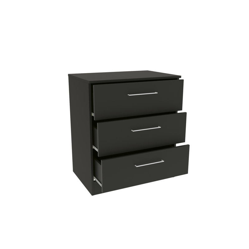 Commode à 3 tiroirs Keithline - Table de chevet compacte moderne de 25,5 po, Noir