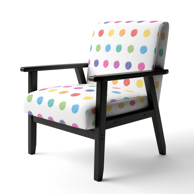 Fauteuil d'appoint rembourré à motifs multicolores à pois circulaires
