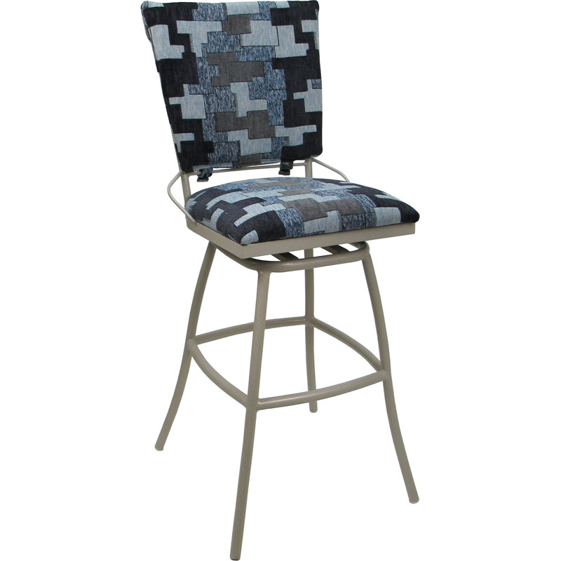 Tabouret de bar d'extérieur d'extérieur 34 po, Bleu / Noir, Beige