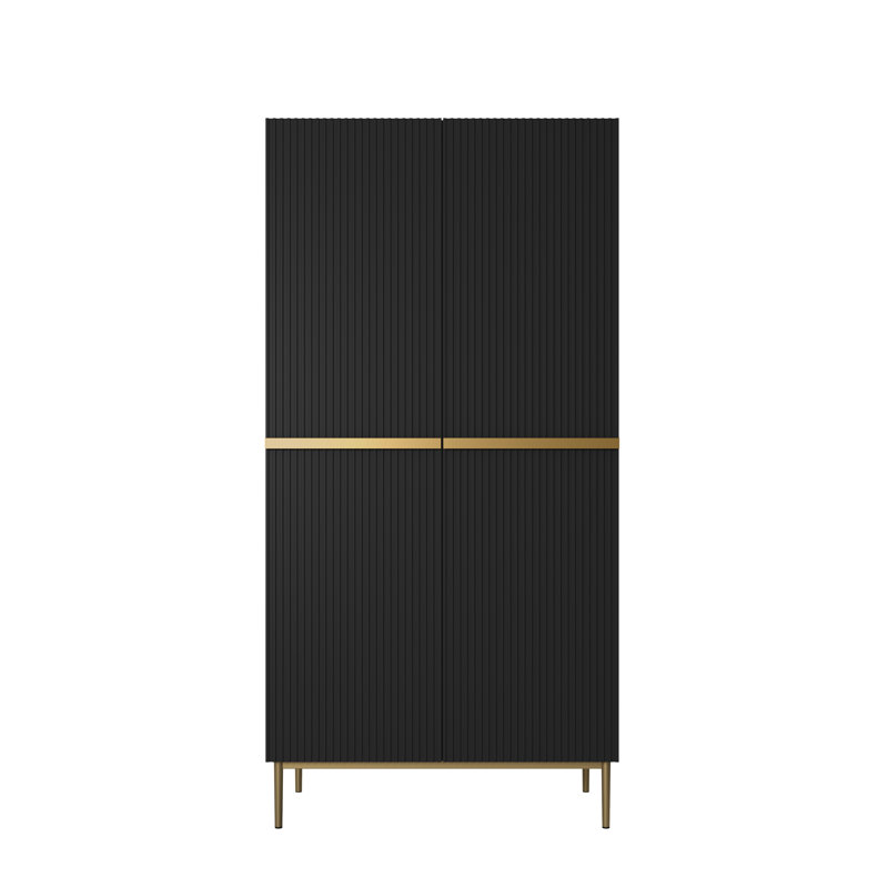 Berfin Manufactured Wood Wardrobe, Black/Gold