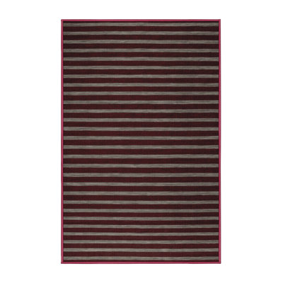 Machine Washable Horizontal Stripes Brown Area Rug