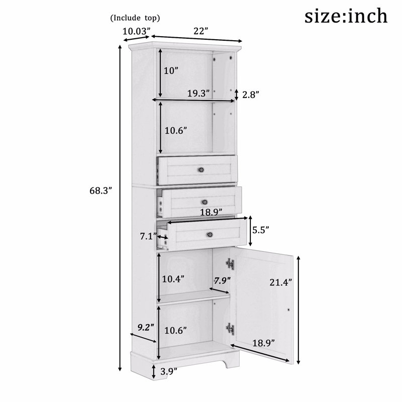 Jequan Medium Density Fiberboard (MDF) Freestanding Bathroom Cabinet, Gray