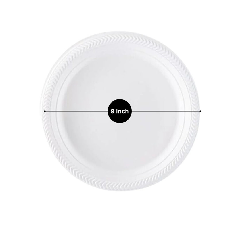 Disposable Plastic Serving Round Plates 9" White