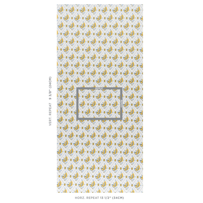 Basile Trellis Wallpaper, Yellow/Blue
