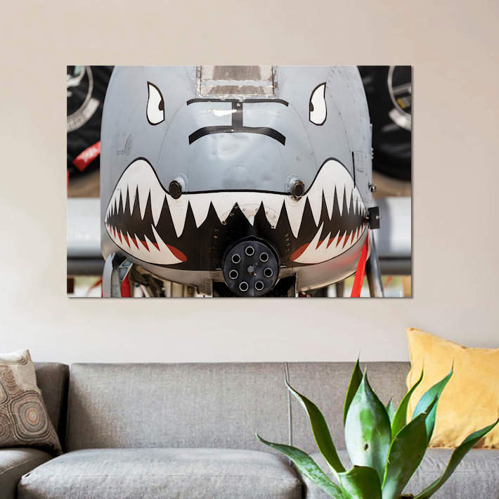 " Close-Up Of The GAU-8 Avenger Gun On An A-10 Thunderbolt II " by Rob Edgcumbe, 12" H x 18" W x 1.5" D, Wrapped Canvas