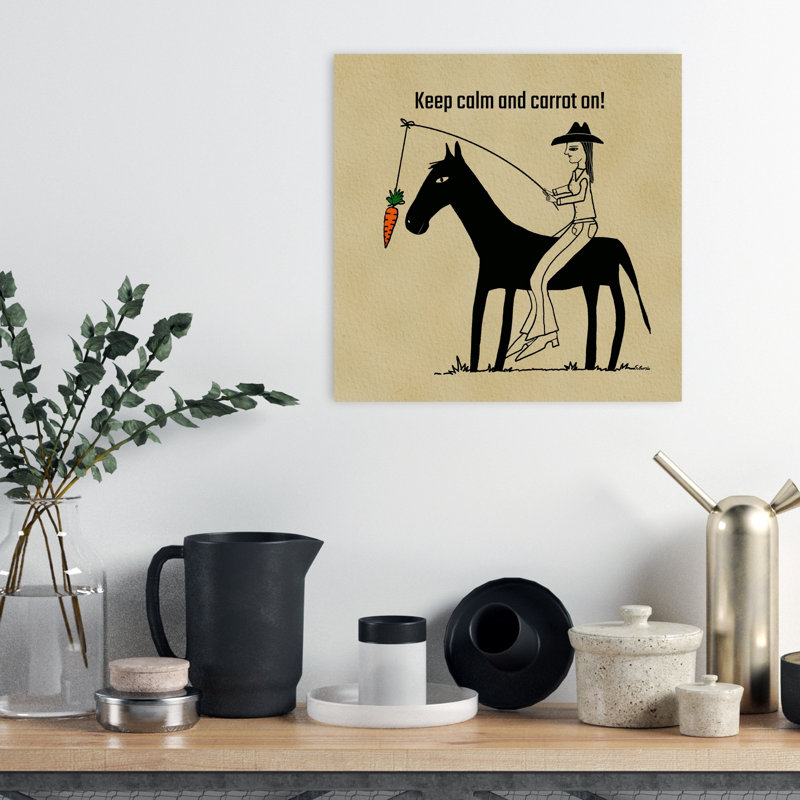 «Carrot on Cowboy Ride», reproduction d'art murale cheval contemporain, H 18 po x l 18 po