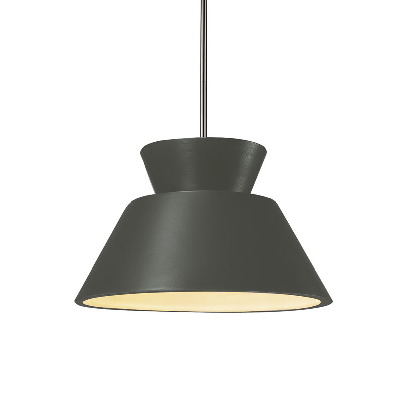 Suspension trapézoïdale - tige rigide, Nickel brossé, Incandescente (non incluse), Étain, vert