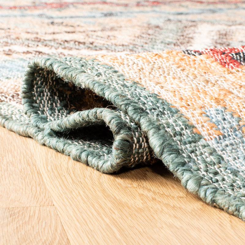 Glynda Southwestern Handmade Flatweave Jute Tan Area Rug, Square 3'