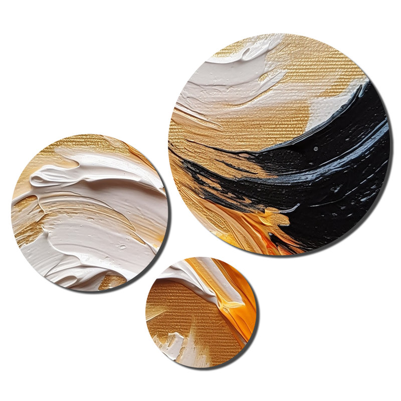 Ensemble de 3 décorations murales 3 spirales mystiques orange et noires