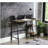 Vintage Oak and Black 2-Tier Table with H-Shaped Base
