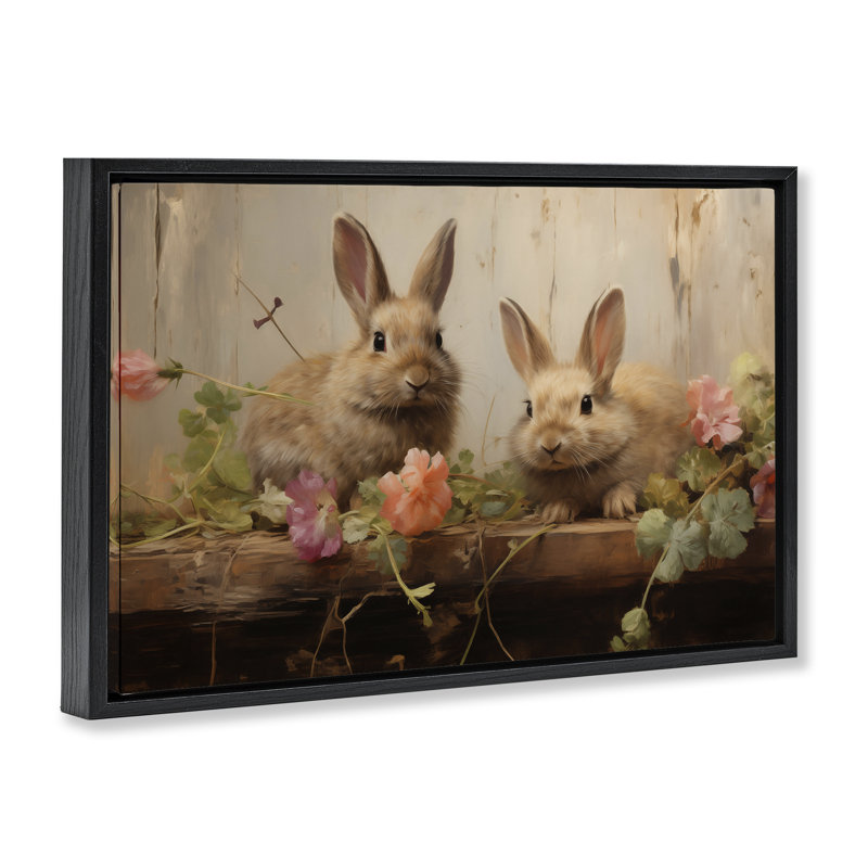 "Pâques lapins avec jardin", art mural sur toile flottante, design par Arlington Prints, H 17 po x l 25 po