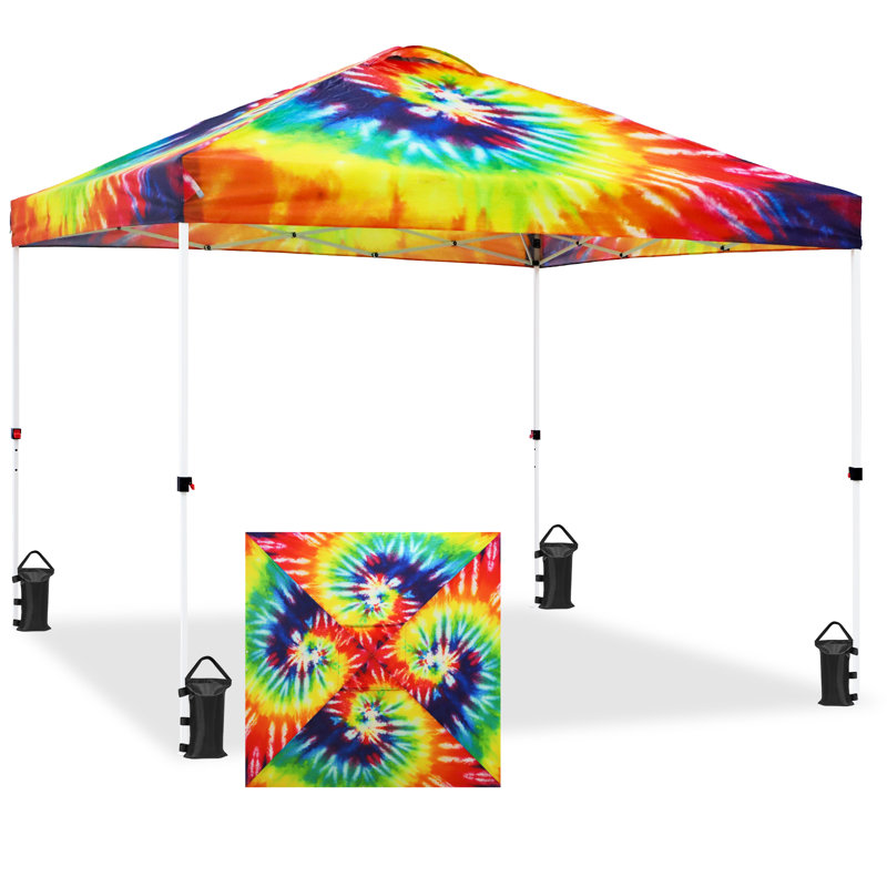 Pop Up Canopies 10 Ft. W x 10 FT. D Metal Party Tent Canopy, Cosmic Tie Dye
