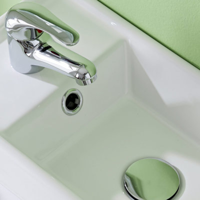 VeeBath Linx 400mm Corner Vanity Unit High Gloss White with Basin + Basin Mixer
