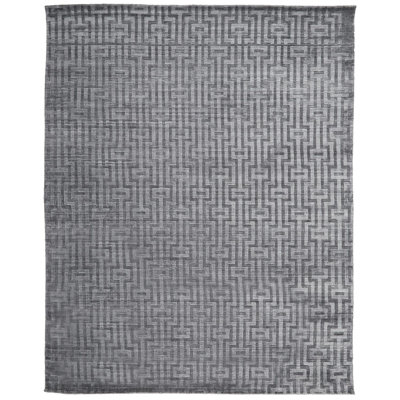 Marcia Geometric Handmade Handwoven Area Rug in Dark Silver Gray
