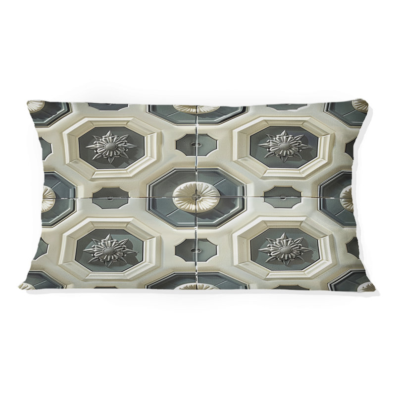 Motif octogonal gris beige - Coussin lombaire moderne