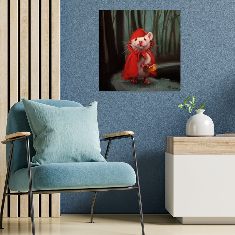 Petit art urbain contemporain rouge, H 18 po x l 18 po