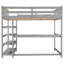 Lit mezzanine en bois massif avec bureau sous le lit-577337928