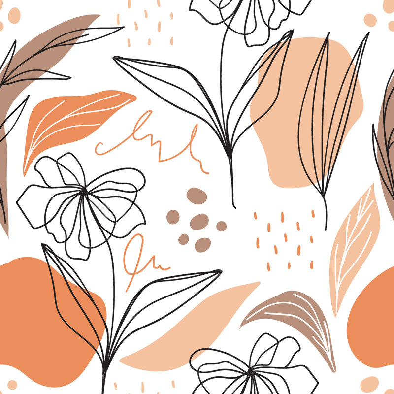 Panneau de papier peint adhésif floral Contour L 10,4 pi x l 25 po