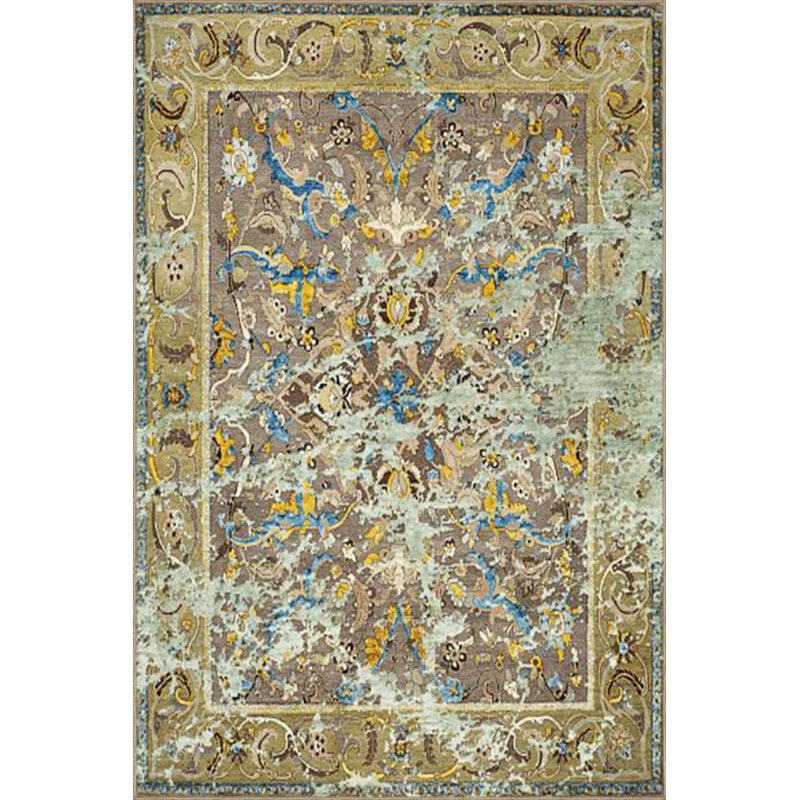 Tapis vert tissé à motif traditionnel, Sous-tapis rectangulaire de 3 pi 3 po x 4 pi 11 po