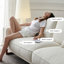 Canapé modulaire blanc en coton et lin-128968275