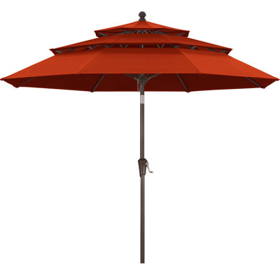 9’ 3-Tier Olefin Market Umbrella with Tilt and Crank Lift