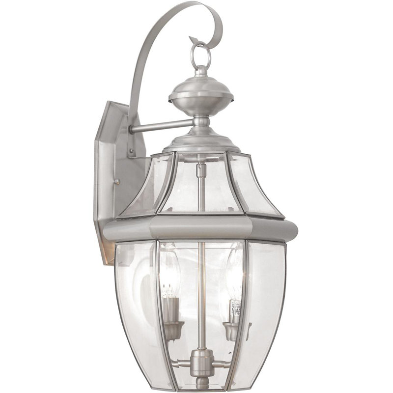 Luminaire suspendu pour lanterne murale d'extérieur 10,5 po 2 lumières avec abat-jour en verre biseauté transparent