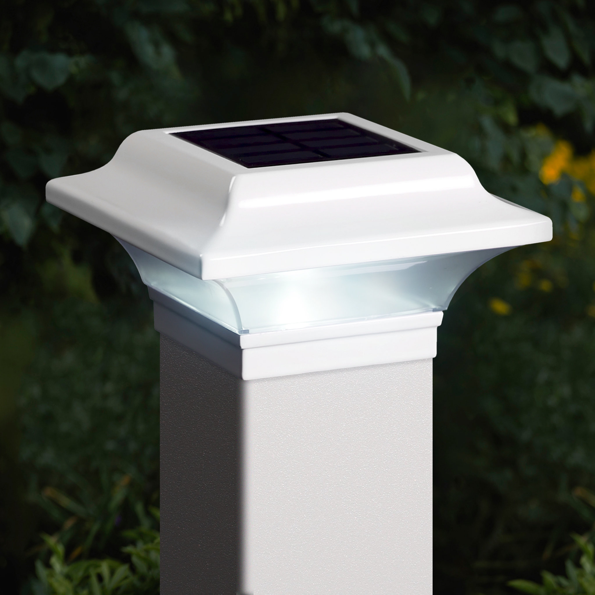 Classy Caps Imperial Solar Powered Integrated LED Metal 2.5 in. x 2.5 in.  Fence Post Cap Light with Base Adapter Included  Reviews Wayfair