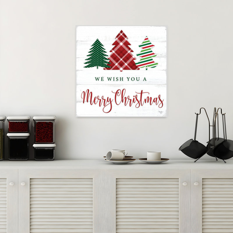 We We You A Merry Christmas, arbre de Noël contemporain abstrait, art d'hiver, H 18 po x l 18 po