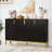 59.74" Black & Gold Buffet Sideboard With Geometric Doors, Luxury Storage Cabinet-832559447