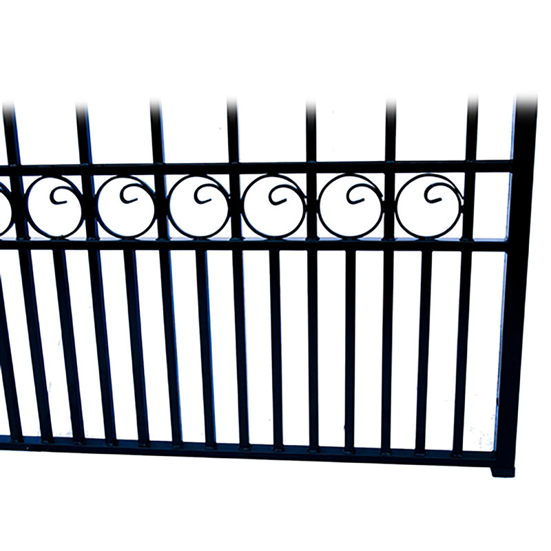 Classic Black Wrought Iron Style Dual Swing Driveway Gate